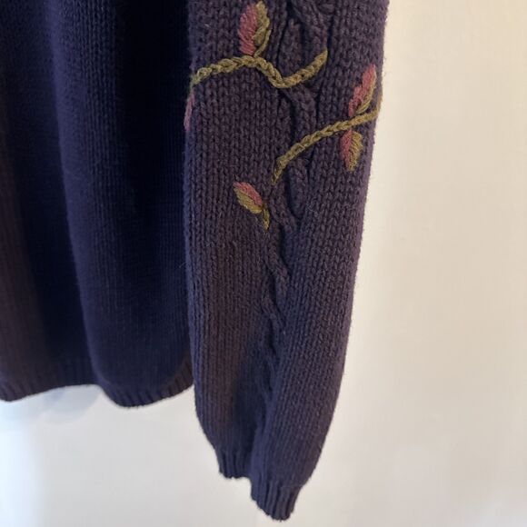 VTG‎ CHU Hand Knit Floral Womens Medium Sweater Grandmacore Garden Fall Artsy - Picture 8 of 10